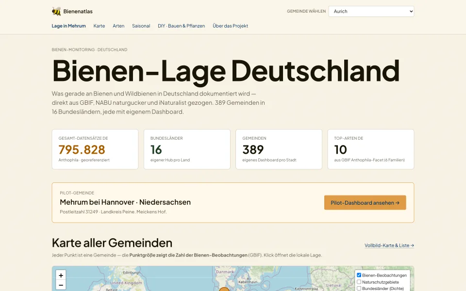 Screenshot von Bienenatlas