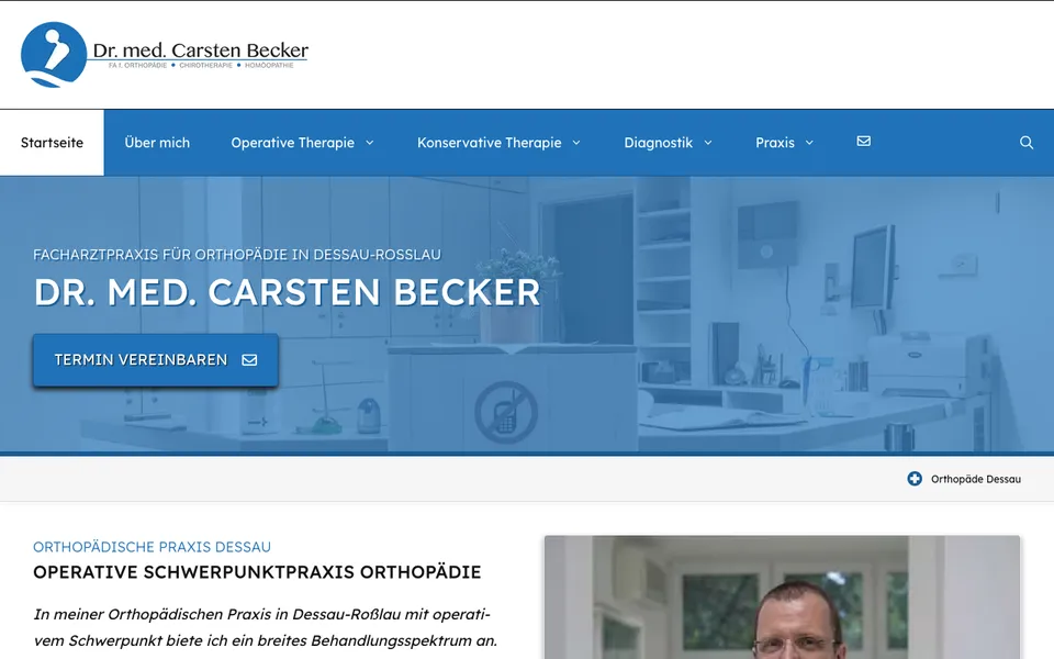 Screenshot von Orthopädie Dr. Becker